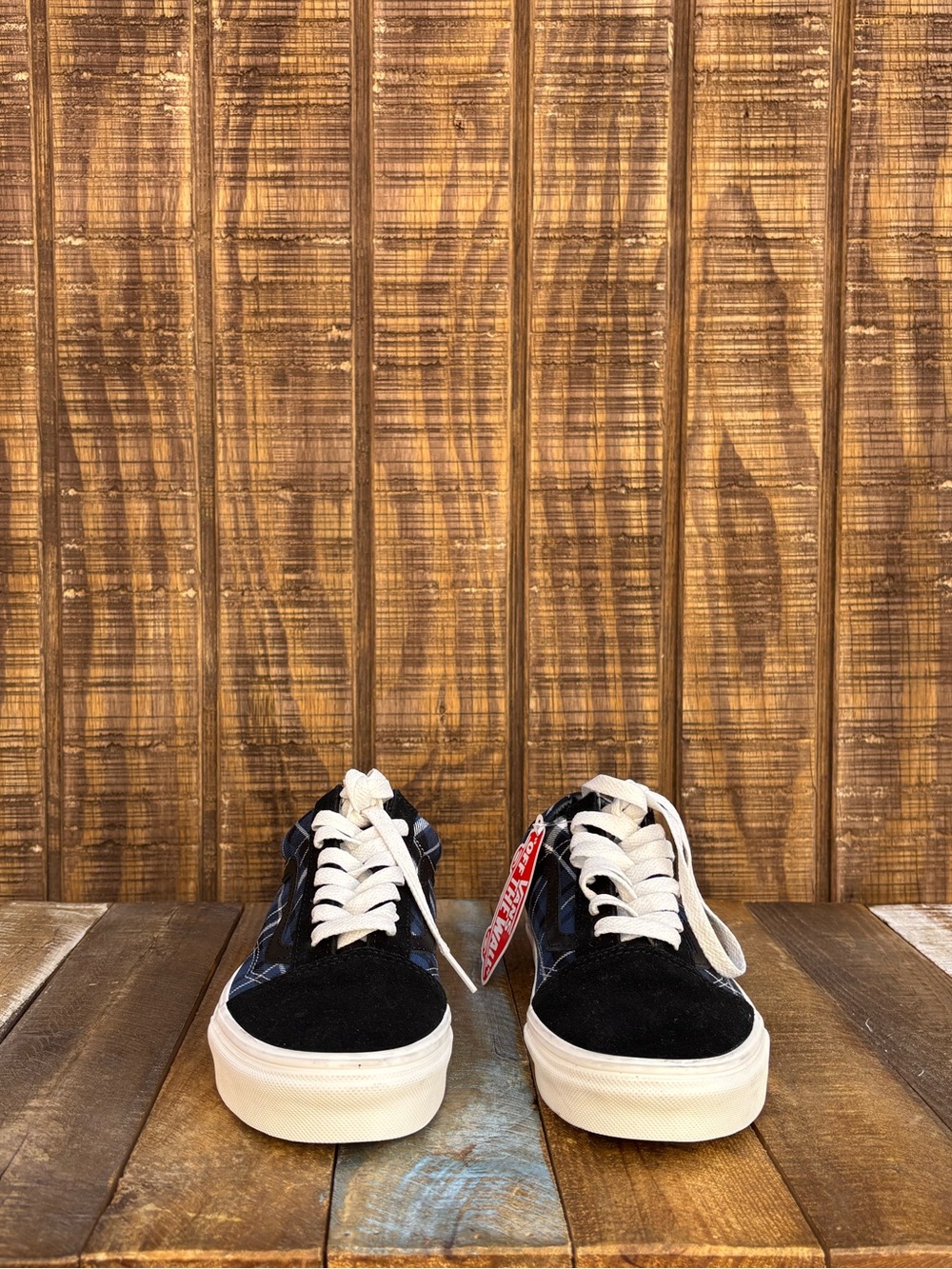 NWTS Vans Navy Blue Plaid Old Skool Classic Shoes - Picture 7 of 16